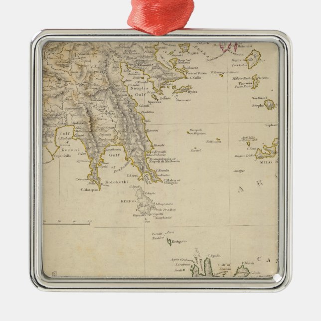 Turkey III Southern Greece and Candia Metal Tree Decoration (Front)