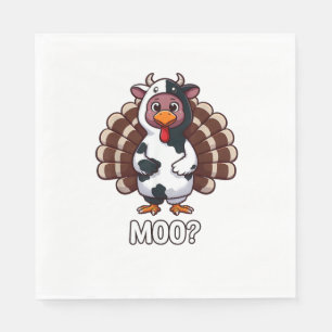 Turkey In Cow Costume, Moo Funny Thanksgiving _2_1 Napkin