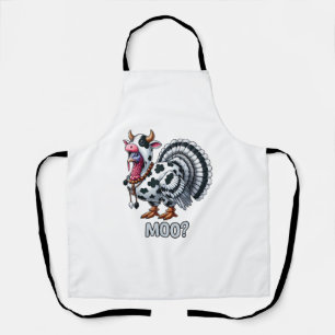 Turkey In Cow Costume, Moo Funny Thanksgiving _2 Apron