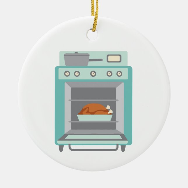 Turkey In Oven Ceramic Tree Decoration (Front)