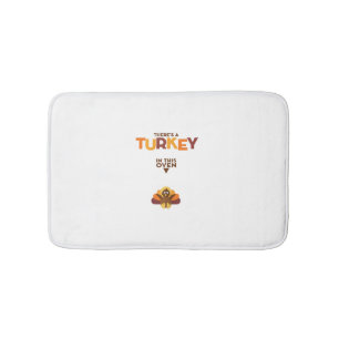 Turkey in Oven - Thanksgiving Pregnancy Announceme Bath Mat