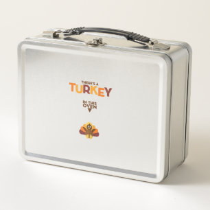 Turkey in Oven - Thanksgiving Pregnancy Announceme Metal Lunch Box