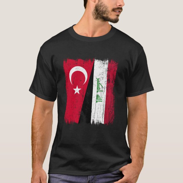 Turkey Iraq Half Flag Turkish Iraqi Jersey Swea T-Shirt (Front)