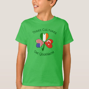 Turkey Ireland USA Shamrock Flag Personalised T-Shirt