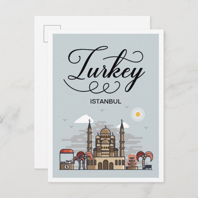 Turkey Istanbul Art Travel Illustration Postcard (Front/Back)