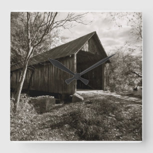 Turkey Jim's Covered Bridge Square Wall Clock