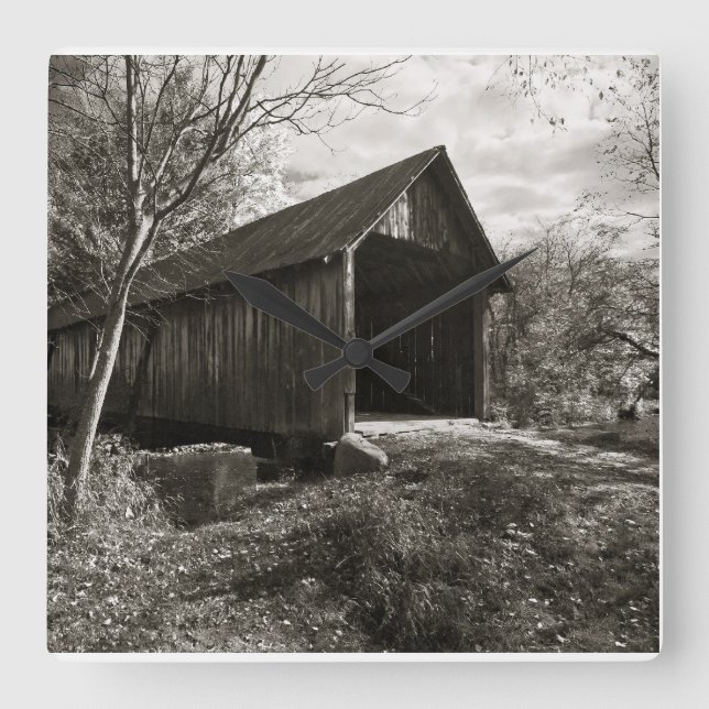 Turkey Jim's Covered Bridge Square Wall Clock (Front)