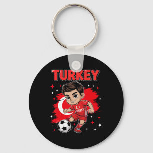 Turkey Kid Goal Cartoon Türkiye Turkish Flag For B Key Ring