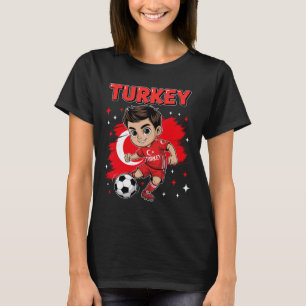 Turkey Kid Goal Cartoon Türkiye Turkish Flag For B T-Shirt