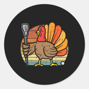Turkey Lacrosse Retro Thanksgiving Sports Lax Men  Classic Round Sticker