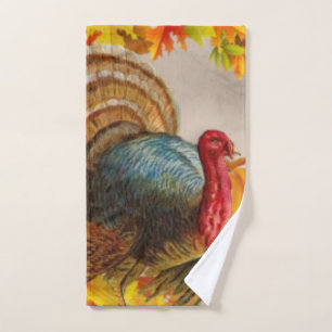 Turkey leaves pumpkins hand towel