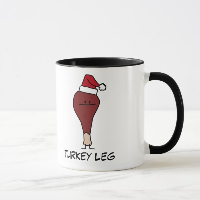 Turkey Leg wearing a Santa Hat Christmas holidays Mug (Right)