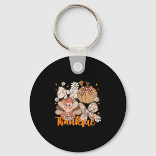 Turkey Leopard Coquette Lace Bow Thanksgiving Autu Key Ring