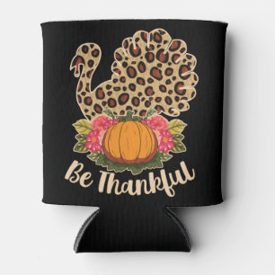 Turkey Leopard Skin Pumpkin Pie Thanksgiving Can Cooler