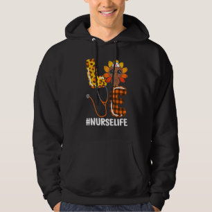 Turkey Love Nurse Life Stethoscope Nurses Thanksgi Hoodie