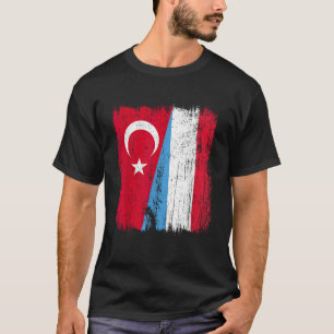 Turkey Luxembourg Half Flag Turkish Luxembourgish T-Shirt