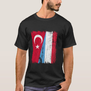 Turkey Luxembourg Half Flag Turkish Luxembourgish T-Shirt