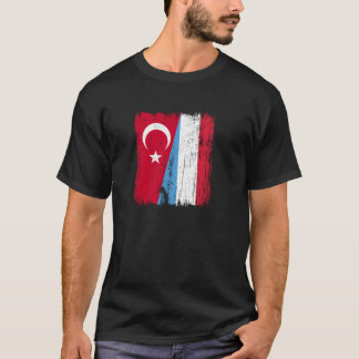 Turkey Luxembourg Half Flag Turkish Luxembourgish T-Shirt
