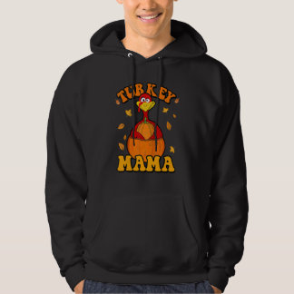 Turkey Mama Gobble Autumn Fall Thanksgiving Groovy Hoodie