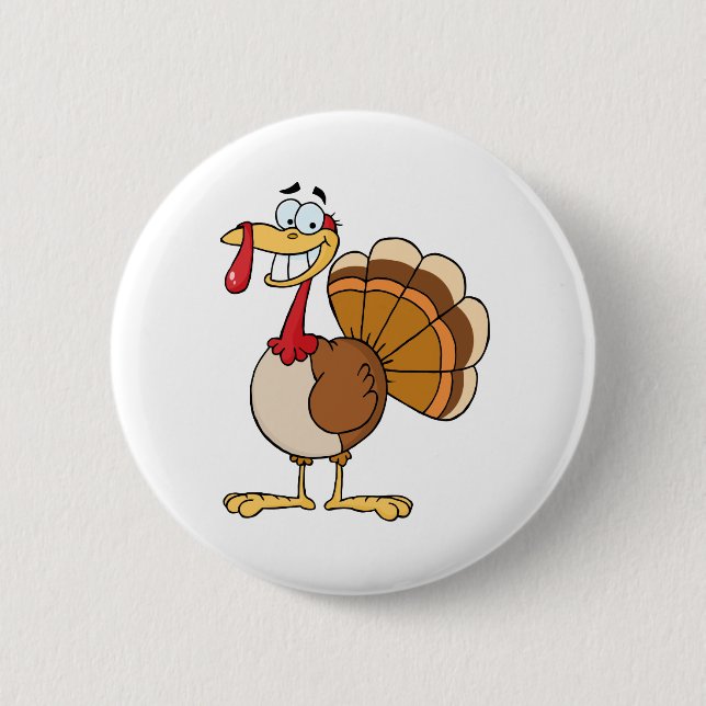 Turkey Mascot Cartoon Character 6 Cm Round Badge (Front)