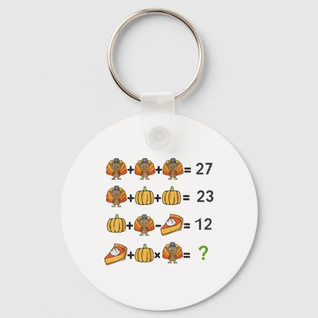 Turkey Math Teacher Thanksgiving 67 Order Operatio Key Ring (Front)