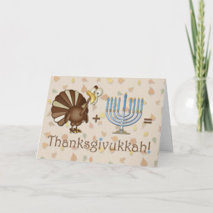Turkey, Menorah, Humourous Thanksgivukkah Greeting Holiday Card