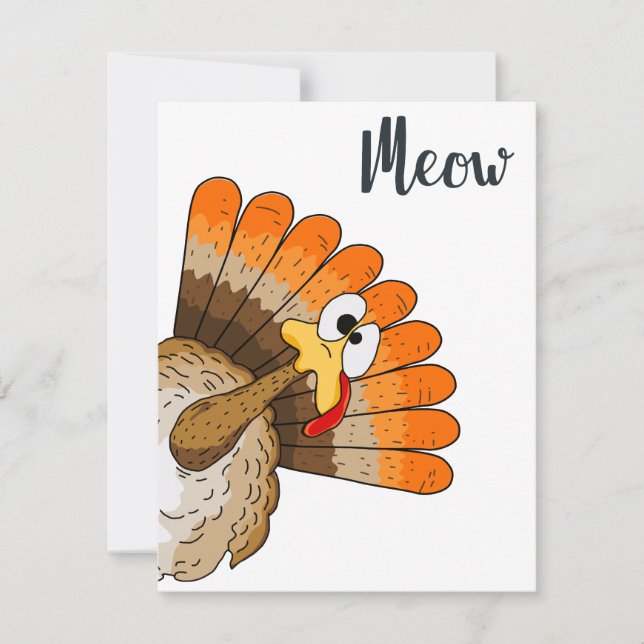 Turkey Meow Thanksgiving Greeting Card (Front)