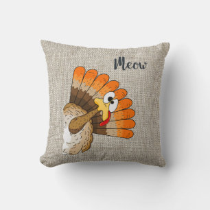 Turkey Meow Throw Pillow
