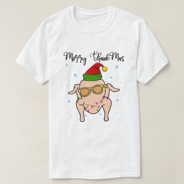 Turkey Merry ThanksMas Shirt, Turkey Thankful  T-Shirt (Design Front)