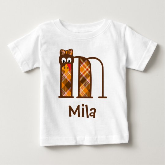 Turkey Monogram Letter m Thanksgiving T-shirt
