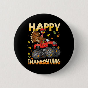 Turkey Monster Truck Thanksgiving Boys Kids Toddle 6 Cm Round Badge