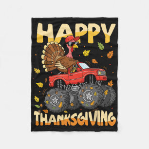 Turkey Monster Truck Thanksgiving Boys Kids Toddle Fleece Blanket