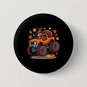 Turkey Monster Truck Thanksgiving Pilgrim Toddlers 6 Cm Round Badge