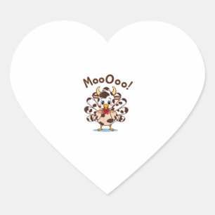 Turkey Moo Cow Costume Cute Thanksgiving Funny Tur Heart Sticker