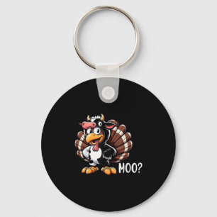Turkey Moo Cow Costume Funny Thanksgiving _1 Key Ring