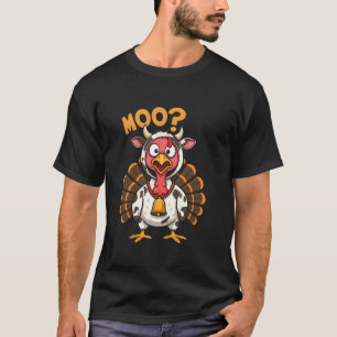 Turkey Moo Cow Costume Funny Thanksgiving Fake Cow T-Shirt