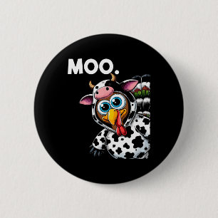 Turkey Moo Cow Costume Funny Thanksgiving Hallowee 6 Cm Round Badge
