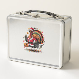 Turkey Moo Cow Costume Funny Thanksgiving Hallowee Metal Lunch Box