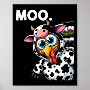 Turkey Moo Cow Costume Funny Thanksgiving Hallowee Poster