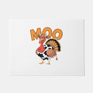 Turkey Moo Cow Costume Funny Thanksgiving Turkey D Doormat
