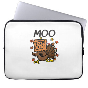 Turkey Moo Cow Costume Funny Thanksgiving Turkey D Laptop Sleeve