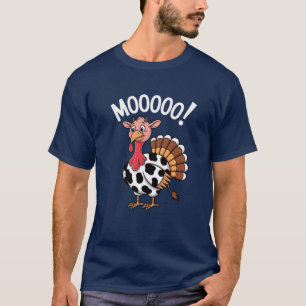 Turkey Moo Cow Costume Funny Thanksgiving Turkey D T-Shirt