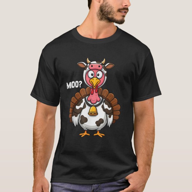 Turkey Moo Cow Funny Thanksgiving 2024  T-Shirt (Front)