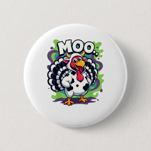 Turkey Moo Cow Funny Thanksgiving - Cute Turkey Mo 6 Cm Round Badge