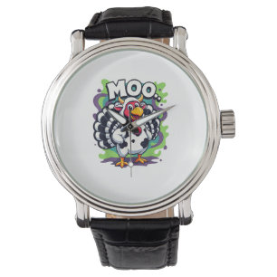 Turkey Moo Cow Funny Thanksgiving - Cute Turkey Mo Watch