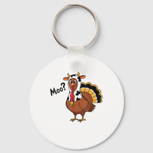 Turkey Moo Cow Funny Thanksgiving Performance Spri Key Ring