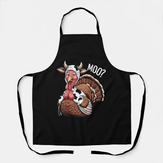 Turkey Moo Funny Thanksgiving  Apron (Front)