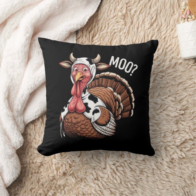 Turkey Moo Funny Thanksgiving  Cushion (Blanket)