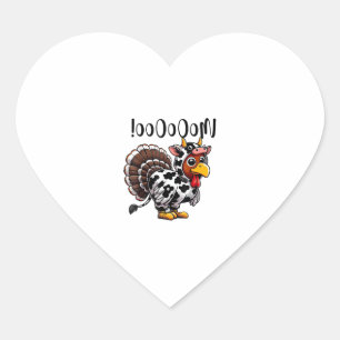 Turkey Moo Funny Thanksgiving Fake Cow Moo  Heart Sticker