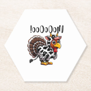 Turkey Moo Funny Thanksgiving Fake Cow Moo Paper Coaster